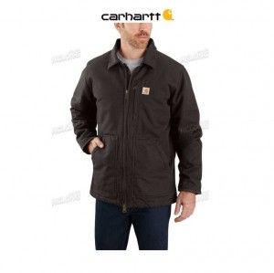 Carhartt Loose Fit Washed Duck Sherpa-Lined Coat Dark Brown | TH0000973