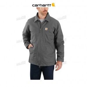 Carhartt Loose Fit Washed Duck Sherpa-Lined Coat Gravel | TH0000974