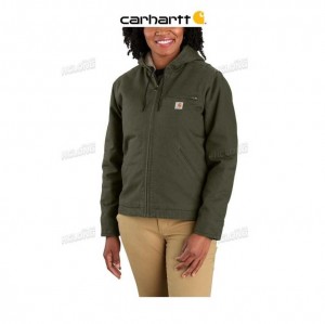 Carhartt Loose Fit Washed Duck Sherpa Lined Jacket - 3 Warmest Rating Basil | TH0000170