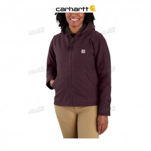 Carhartt Loose Fit Washed Duck Sherpa Lined Jacket - 3 Warmest Rating Blackberry | TH0000173