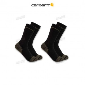 Carhartt Midweight Cotton Blend Steel Toe Boot Sock 2-Pack Black | TH0001910