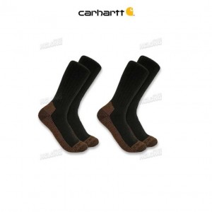 Carhartt Midweight Steel Toe Boot Sock 2-Pack Black | TH0001922