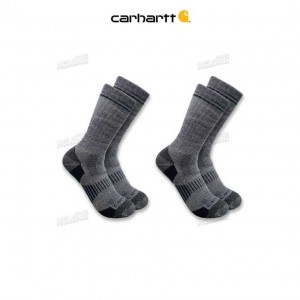 Carhartt Midweight Synthetic-Wool Blend Boot Sock 2-Pack Navy | TH0001903