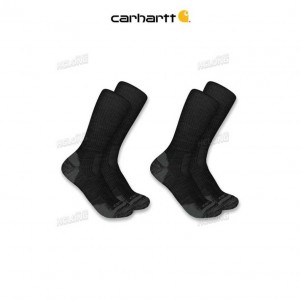 Carhartt Midweight Synthetic-Wool Blend Crew Sock 2-Pack Black | TH0002004