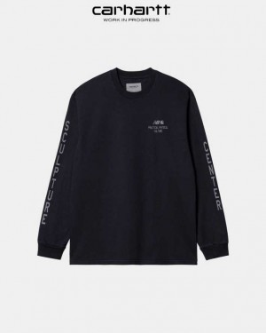 Carhartt New Balance x Carhartt WIP Sculpture Center Long Sleeve T-Shirt Dark Navy / Wax (garment dyed) | TH0002280