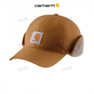 Carhartt Rain Defender Canvas Earflap Cap Brown | TH0000907