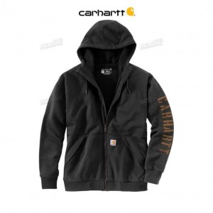 Carhartt Rain Defender Loose Fit Fleece-Lined Logo Graphic Sweatshirt Black | TH0000466