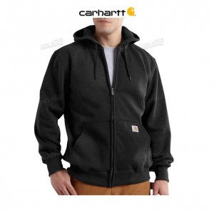 Carhartt Rain Defender Loose Fit Heavyweight Full-Zip Sweatshirt Black | TH0000385