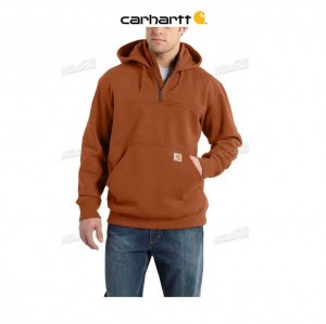 Carhartt Rain Defender Loose Fit Heavyweight Quarter-Zip Sweatshirt Burnt Sienna Heather | TH0000394