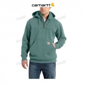 Carhartt Rain Defender Loose Fit Heavyweight Quarter-Zip Sweatshirt Slate Green Heather | TH0000395