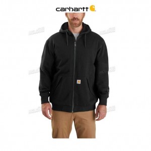 Carhartt Rain Defender Loose Fit Midweight Thermal-Lined Full-Zip Sweatshirt Black | TH0000430