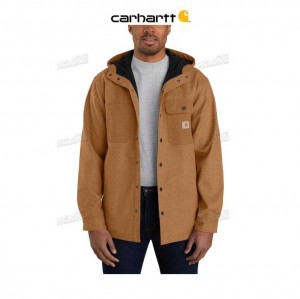 Carhartt Rain Defender Relaxed Fit Heavyweight Hooded Shirt Jac Oiled Walnut Heather | TH0001735