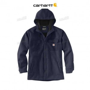 Carhartt Rain Defender Relaxed Fit Heavyweight Hooded Shirt Jac Navy | TH0001737