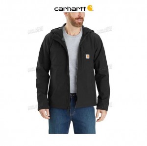 Carhartt Rain Defender Relaxed Fit Midweight Softshell Hooded Jacket Black | TH0000156