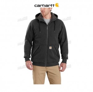 Carhartt Rain Defender Relaxed Fit Midweight Sherpa-Lined Full-Zip Sweatshirt Carbon Heather | TH0000424