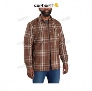 Carhartt Relaxed Fit Flannel Sherpa-Lined Shirt Jac Burnt Sienna | TH0001744