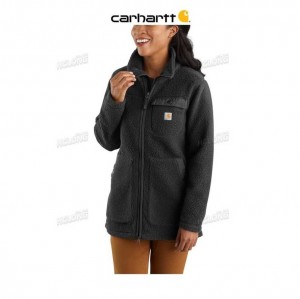 Carhartt Relaxed Fit Fleece Coat Black | TH0000977