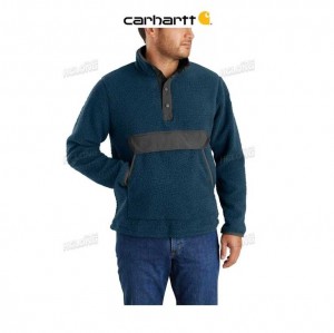 Carhartt Relaxed Fit Fleece Snap Front Jacket Night Blue Heather | TH0000197