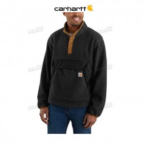 Carhartt Relaxed Fit Fleece Snap Front Jacket Black | TH0000200