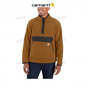 Carhartt Relaxed Fit Fleece Snap Front Jacket Brown | TH0000453