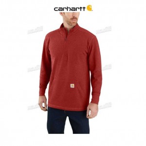 Carhartt Relaxed Fit Heavyweight Long-Sleeve 1 2 Zip Thermal Shirt Chili Pepper Heather | TH0002453