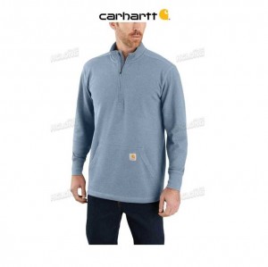 Carhartt Relaxed Fit Heavyweight Long-Sleeve 1 2 Zip Thermal Shirt Alpine Blue Heather | TH0002454