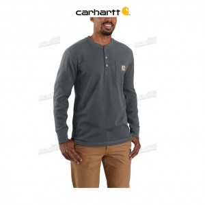 Carhartt Relaxed Fit Heavyweight Long-Sleeve Henley Pocket Thermal Shirt Elm Heather | TH0002457