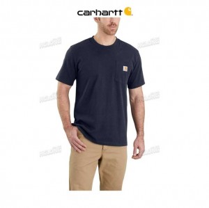 Carhartt Relaxed Fit Heavyweight Short-Sleeve Pocket T-Shirt Navy | TH0002395