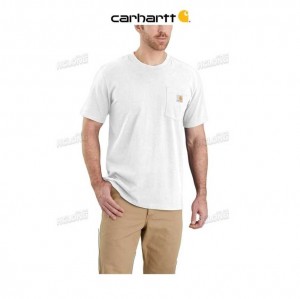 Carhartt Relaxed Fit Heavyweight Short-Sleeve Pocket T-Shirt White | TH0002398