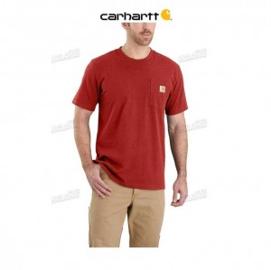 Carhartt Relaxed Fit Heavyweight Short-Sleeve Pocket T-Shirt Chili Pepper Heather | TH0002400