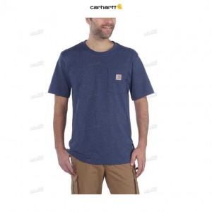 Carhartt Relaxed Fit Heavyweight Short-Sleeve Pocket T-Shirt Dark Cobalt Blue Heather | TH0002401