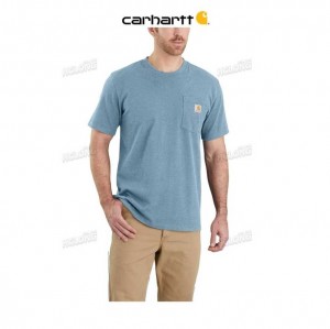 Carhartt Relaxed Fit Heavyweight Short-Sleeve Pocket T-Shirt Alpine Blue Heather | TH0002407