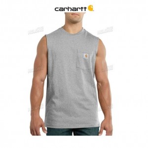 Carhartt Relaxed Fit Heavyweight Sleeveless Pocket T-Shirt Heather Gray | TH0002378