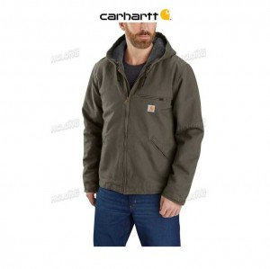 Carhartt Relaxed Fit Washed Duck Sherpa-Lined Jacket Moss | TH0000179