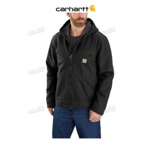 Carhartt Relaxed Fit Washed Duck Sherpa-Lined Jacket Black | TH0000180