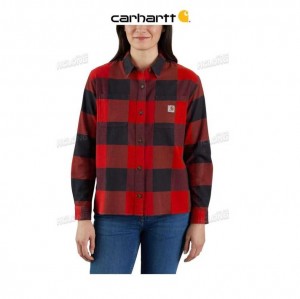 Carhartt Rugged Flex Loose Fit Midweight Flannel Long-Sleeve Plaid Shirt Chili Pepper | TH0001061