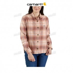 Carhartt Rugged Flex Loose Fit Midweight Flannel Long-Sleeve Plaid Shirt Stucco | TH0001063