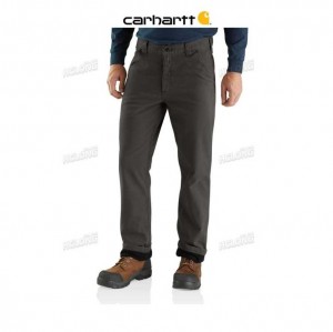 Carhartt Rugged Flex Relaxed Fit Canvas Flannel-Lined Utility Work Pant Peat | TH0001623