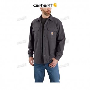 Carhartt Rugged Flex Relaxed Fit Canvas Fleece-Lined Shirt Jac Shadow | TH0001740