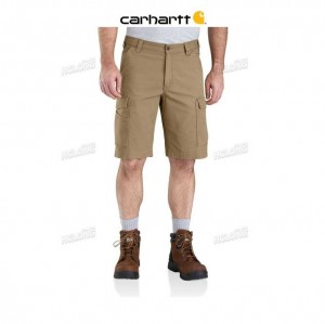 Carhartt Rugged Flex Relaxed Fit Canvas Cargo Work Short Dark Khaki | TH0001856