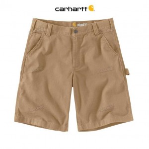 Carhartt Rugged Flex Relaxed Fit Canvas Utility Work Short Dark Khaki | TH0001867