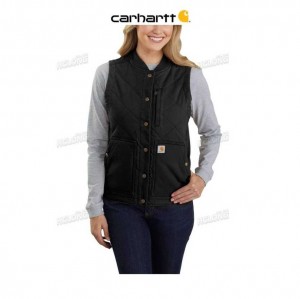 Carhartt Rugged Flex Relaxed Fit Canvas Insulated Rib Collar Vest Black | TH0002742