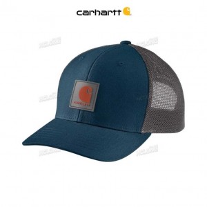 Carhartt Rugged Flex Twill Mesh-Back Logo Patch Cap Night Blue | TH0000911