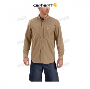 Carhartt Rugged Professional Series Long-Sleeve Shirt Dark Khaki | TH0001830