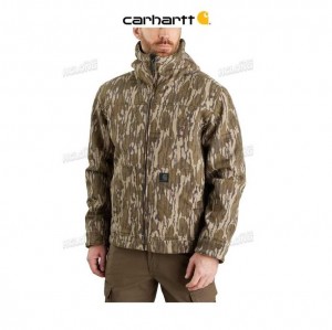 Carhartt Super Dux Relaxed Fit Sherpa-Lined Camo Active Jacket Mossy Oak Bottomland Camo | TH0000219