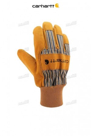 Carhartt Synthetic Suede Knit Cuff Work Glove Brown | TH0001103