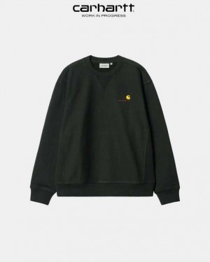 Carhartt Wip American Script Sweatshirt Dark Cedar | TH0000237