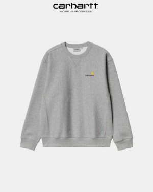 Carhartt Wip American Script Sweatshirt Grey Heather | TH0000238