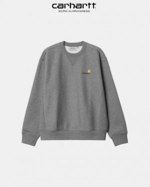 Carhartt Wip American Script Sweatshirt Dark Grey Heather | TH0000239