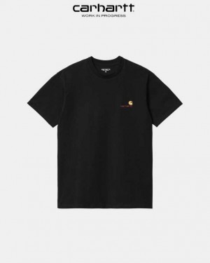 Carhartt Wip American Script T-Shirt Black | TH0002100